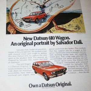 Salvador Dali 1973 Datsun 610 Magazine ad print